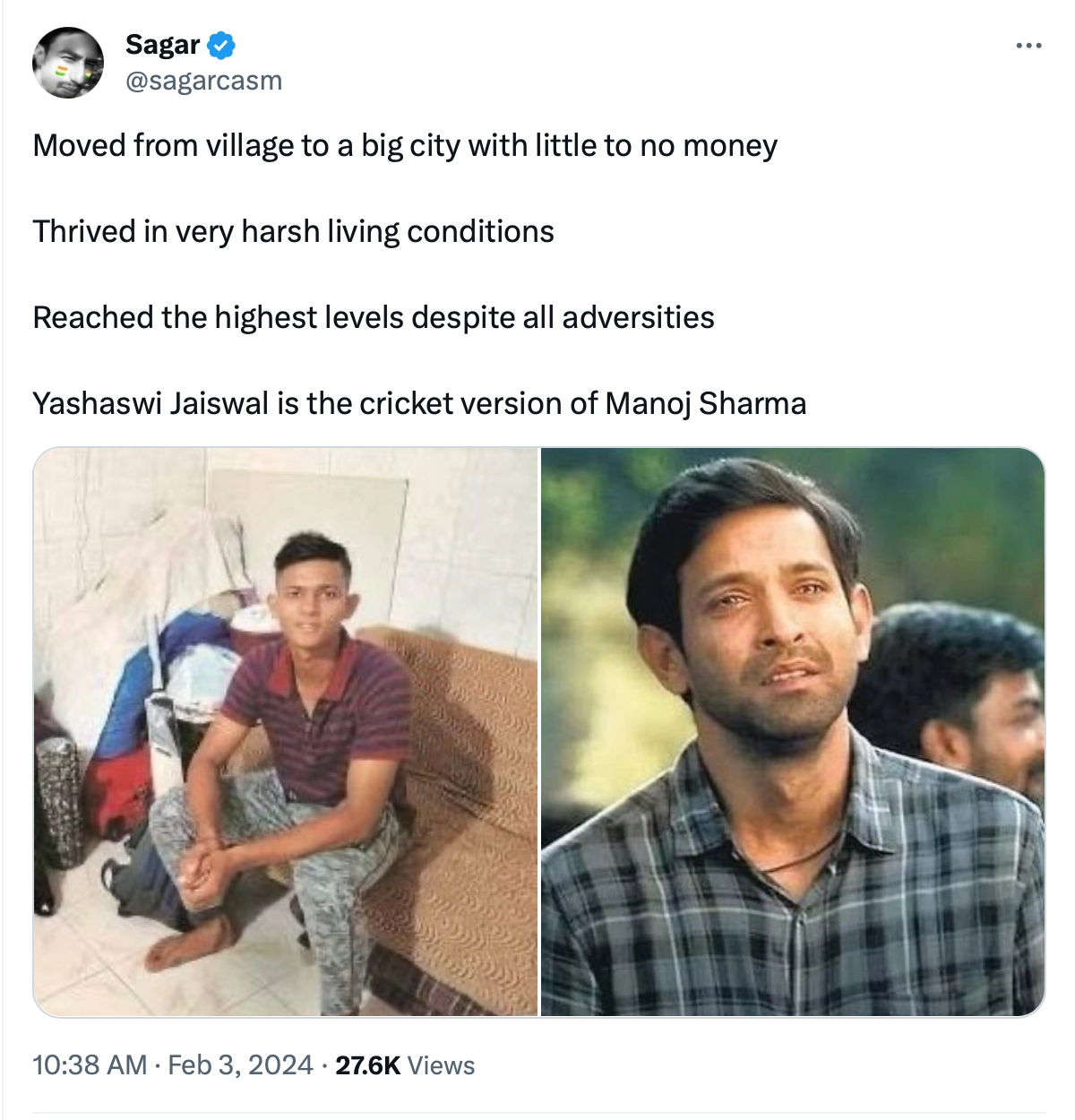 A Fan Compared Yashasvi Jaiswal To IPS Manoj Sharma